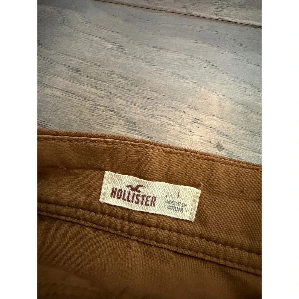 Hollister Brown Faux Suede Button Front Mini Skirt Size 1 Cognac A-Line Boho